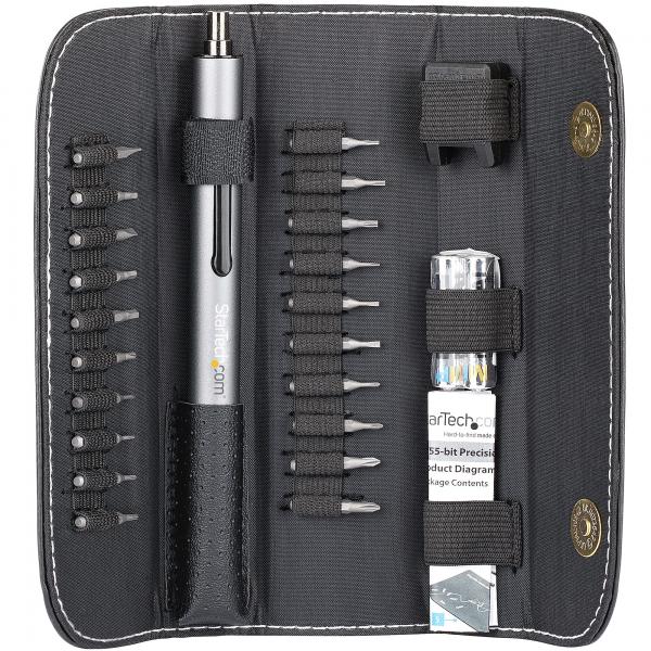 StarTech.com Set di cacciavite elettrico di precisione a 20 punte - Kit di cacciaviti a batteria portatile/mini per riparazioni di elettronica, laptop, computer, tablet e telefoni - magnetico - senza