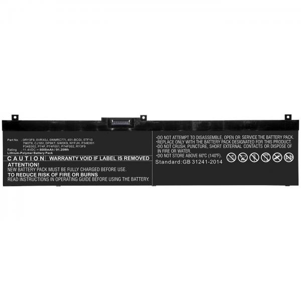 CoreParts MBXDE-BA0217 ricambio per laptop Batteria (Laptop Battery for Dell - 69.30Wh 11.55V 6000mAh 69Wh - Li-Pol 11.55V 6000mAh Black for DELL Notebook, Laptop Precision 7330, Precision - Warranty