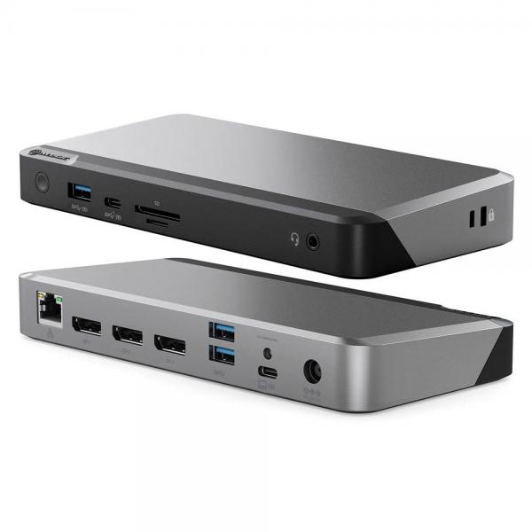 ALOGIC MX3 Cablato USB 3.2 Gen 1 [3.1 Gen 1] Type-C Nero, Grigio (Alogic USB-C Triple 4K Docking Station with 100W Power Delivery PRIME MX3 Dock [1Year warranty])