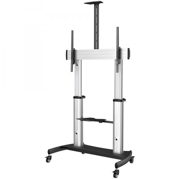 StarTech.com Mobile TV Stand girevole su ruote - Carrello porta TV resistente per schermi da 60-100 [100kg] - Supporto tv da pavimento universale con ripiani (MOBILE TV CART - 60 TO 100IN - TVS - HEI