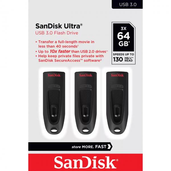 SanDisk Ultra unità flash USB 64 GB USB tipo A 3.2 Gen 1 [3.1 Gen 1] Nero (SanDisk Ultra - USB flashdrive - 64 GB)