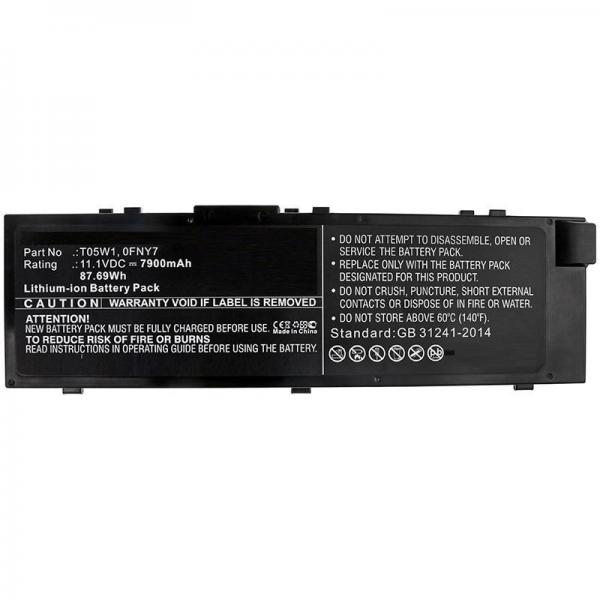 CoreParts MBXDE-BA0211 ricambio per laptop Batteria (Laptop Battery for Dell - 87.69Wh 11.1V 7900mAh 87.69Wh - Li-ion 11.1V 7900mAh Black for DELL Notebook, Laptop Precision 15 7000, - Warranty: 12M)