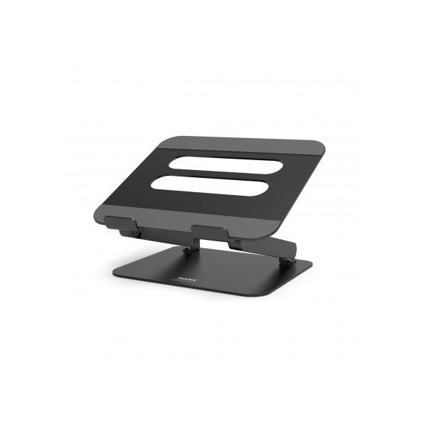 Port Designs 901108 supporto per laptop Supporto per computer portatile Nero 39,6 cm [15.6] (STAND NOTEBOOK ADJUSTABLE - ALUMINIUM)