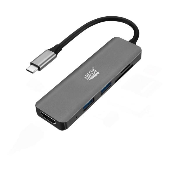 Adesso AUH-4020 replicatore di porte e docking station per laptop Thunderbolt 3 Alluminio (6 IN 1 USB-C MULTIPORT DOCKING - STATION AUH-4020)