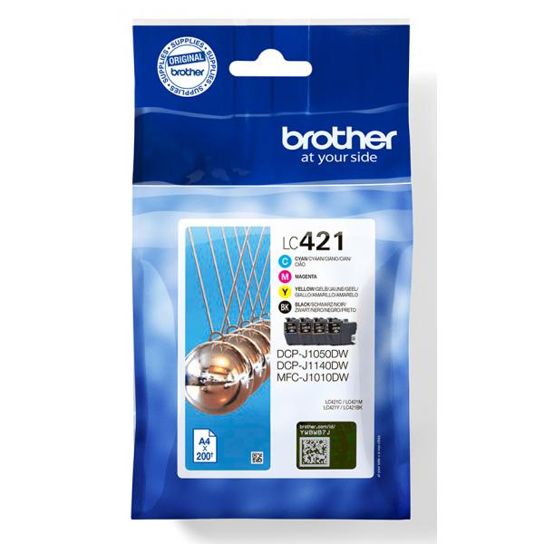 Brother LC-421VAL PagePack 4 pz Originale Resa standard Nero, Ciano, Magenta, Giallo (Tinte Brother LC-421VAL Value Pack)