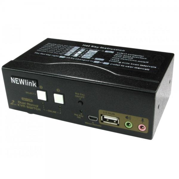 Cables Direct NLKVMHDMI-22DBL switch per keyboard-video-mouse [kvm] Nero (2 Port Dual Screen HDMI KVM Switch 4K@60Hz)