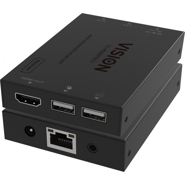 Vision HDMI-over-IP Receiver Ricevitore AV Nero (HDMI and USB over IP Receiver - receiver only, transmitter needs to be purchased separately - transmits HDMI one to one or one to many - transmits USB