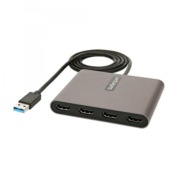 StarTech.com Adattatore USB-A a HDMI 1080p 60 Hz a 4 porte - Convertitore USB tipo A a HDMI - Multi Monitor Dongle Adapter - Adattatore multiporta/Replicatore di porte USB Type A a 4x HDMI (USB TO HD