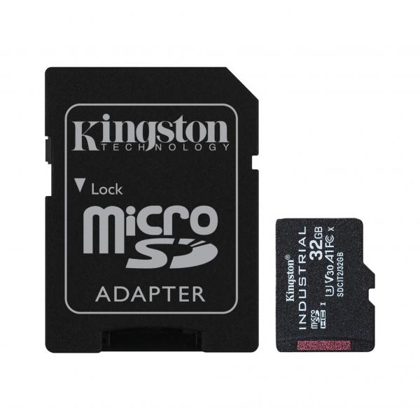 Kingston Technology Scheda microSDHC Industriale 32GB C10 A1 pSLC + Adattatore SD (32GB MICROSDHC INDUSTRIAL C10 - A1 PSLC CARD + SD ADAPTER)