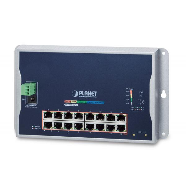 PLANET WGS-4215-16P2S switch di rete Gestito L2 Gigabit Ethernet [10/100/1000] Supporto Power over Ethernet [PoE] Nero (IP40, IPv6/IPv4, 16-Port 1000T - 802.3at PoE + 2-Port 100/1000X - SFP Wall-moun