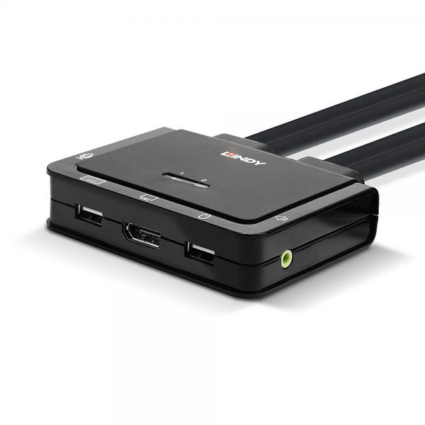 Lindy 42346 switch per keyboard-video-mouse [kvm] Nero (2 PORT DISPLAYPORT 1.2 USB TYP - TYPEC USB 2.0 AUDIO CABLE KVM SW)