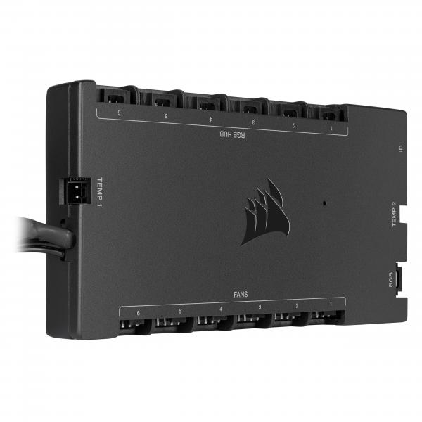 Corsair iCUE Commander Core XT controller della velocità della ventola 6 canali Nero (Corsair Fan Speed & RGB Lightning Cont)