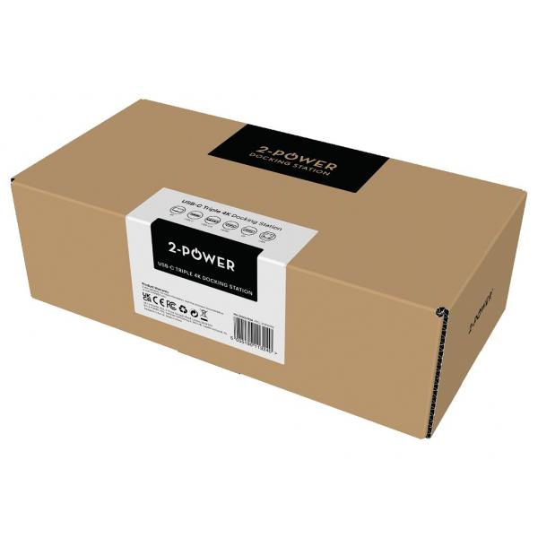 2-Power DOC0113A replicatore di porte e docking station per laptop Nero (Hybrid USB-C/A Triple 4K 100W PD Dock includes power cable. For UK,EU.)