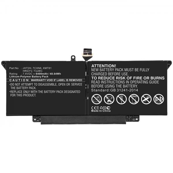 CoreParts MBXDE-BA0221 ricambio per laptop Batteria (Laptop Battery for Dell - 49.28Wh 7.7V 6400mAh 49.28Wh - Li-Pol 7.7V 6400mAh Black for DELL Notebook, Laptop H0DN8, H0DN8+QQ2-01024, - Warranty: 1