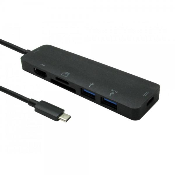 Cables Direct NLUSB3C-6PHUB replicatore di porte e docking station per laptop USB 3.2 Gen 1 [3.1 Gen 1] Type-C Nero (USB C 6-in-1 Adapter)