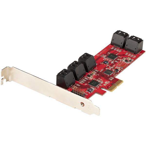 StarTech.com Scheda PCIe SATA - Scheda di Espansione PCIe SATA a 10 porte - 6 Gbps - Staffa a Profilo Basso/Alto - 10 Connettori SATA - ASM1062 Senza Raid - Convertitore da PCI Express a SATA (SATA P