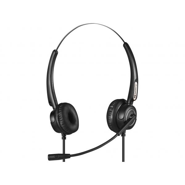 Sandberg 126-30 cuffia e auricolare Cablato A Padiglione Ufficio USB tipo A Nero (USB+RJ9/11 Headset Pro Stereo - USB+RJ9/11 Headset Pro - Stereo, Headset, Head-band, Office/Call center, Black, Binau