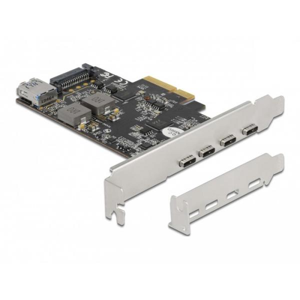 DeLOCK Scheda PCI Express x4 per 4 x USB Type-C + 1 x USB Tipo-A - SuperSpeed USB 10 Gbps - Fattore di forma a basso profilo (Delock PCI Express x4 Karte zu 4x USB Type-C ext. + 1x USB Type-A int. Su