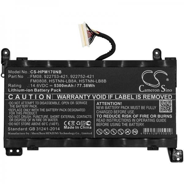 CoreParts MBXHP-BA0214 ricambio per laptop Batteria (Laptop Battery for HP 77.00Wh - 14.6V 5000mAh 77WH Li-ion - 14.6V 5.3Ah with 12PINS CONNECTOR, for Omen 17-AN, Omen 17-AN003NI, Omen - Warranty: 1