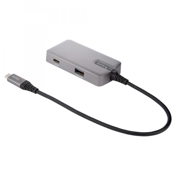 StarTech.com Adattatore Multiporta USB C - Mini Docking Station USB Type-C a HDMI 2.0 4K 60Hz, Power Delivery 100W Pass-through - Hub USB a 3 porte 10Gbps - Mini Dock portatile con cavo da 25cm (USB