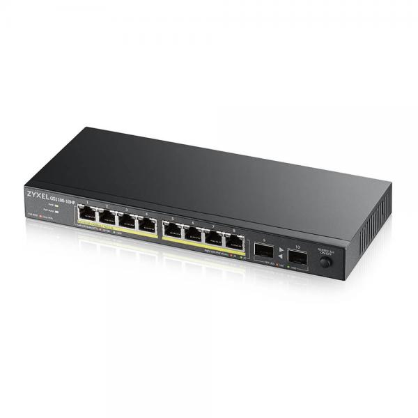 Zyxel GS1100-10HP v2 Non gestito Gigabit Ethernet [10/100/1000] Supporto Power over Ethernet [PoE] Nero (GS1100-10HP V2 UNMANAGE POE 8X - GIGABIT 2X FIBER UPLINK 120 WATT)