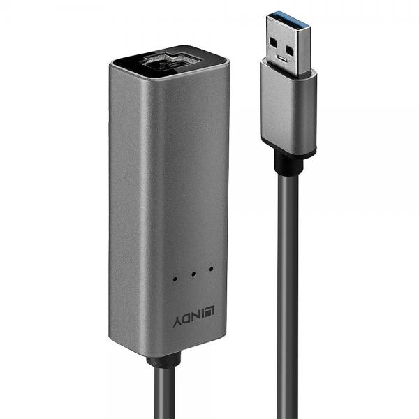 Lindy 43313 adattatore per inversione del genere dei cavi USB-A RJ-45 Argento (USB 3.0 AUF 2.5G - ETHERNET KONVERTER)