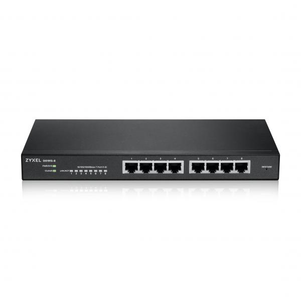 Zyxel GS1915-8 Gestito L2 Gigabit Ethernet [10/100/1000] Nero (Zyxel GS1915 Series GS1915-8 - Switch - compatibile con NebulaFLEX - intelligente - 8 x 10/100/1000 - desktop, montaggio a parete)