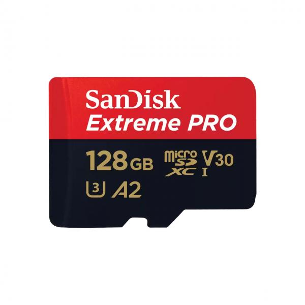 SanDisk Extreme PRO 128 GB MicroSDXC UHS-I Classe 10 (SanDisk Extreme Pro - Scheda di memoria flash [adattatore da microSDXC a SD in dotazione] - 128 GB - A2 / Video Class V30 / UHS-I U3 / Class10 -