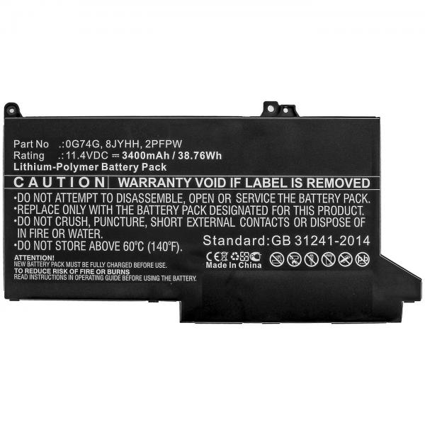 CoreParts MBXDE-BA0238 ricambio per laptop Batteria (Laptop Battery for Dell - 38.76Wh 11.4V 3400mAh 38.76Wh - Li-Polymer 11.4V 3400mAh for DELL Latitude 12 5300, Latitude 12 7280, Latitude - Warrant