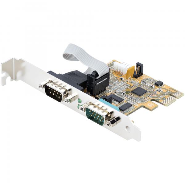 StarTech.com Scheda seriale PCI Express a due porte; Scheda di interfaccia seriale da PCIe a 2x RS232 [DB9], Scheda PCIe per PC con 16C1050 UART, staffe standard o a basso profilo, ritenzione COM, Wi