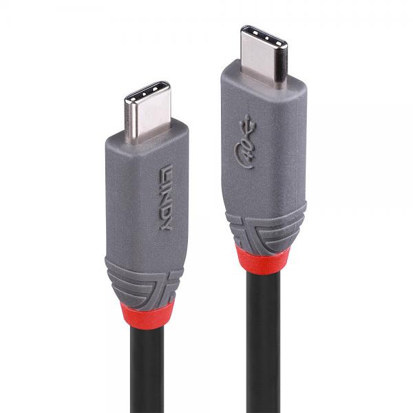 Lindy 36947 cavo USB USB4 Gen 3x2 0,8 m USB C Nero (0.8M USB 4 TYPE C CABLE ANTHRA - LINE)