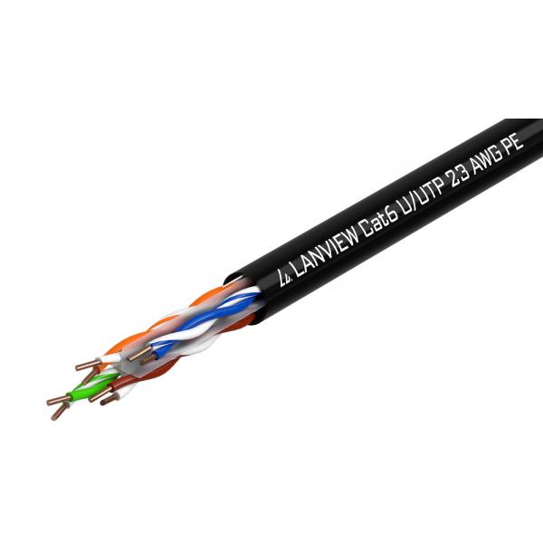 Lanview LVN122151 cavo di rete Nero 305 m Cat6 U/UTP [UTP] (Cat6 U-UTP Network Cable - 4x2xAWG23 PE black 305m Box - Outdoor - Warranty: 300M)