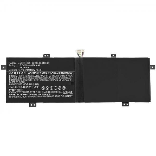 CoreParts MBXAS-BA0242 ricambio per laptop Batteria (Laptop Battery for Asus - 46.20Wh 7.7V 6000mAh 46.20Wh - Li-Pol 7.7V 6000mAh Black for Asus Notebook, Laptop BX431FA, BX431FB, K431FA, - Warranty: