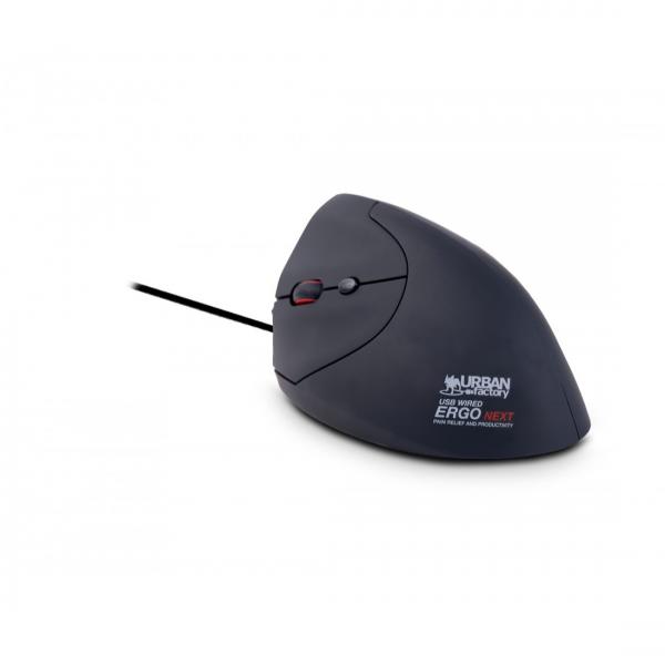 Urban Factory ERGO Next mouse Mancino USB tipo A Ottico 3600 DPI (ERGO NEXT VERTICAL ERGONOMIC - WIRED MOUSE FOR LEFT-HANDED)