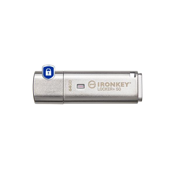 Kingston Technology IronKey 64GB IKLP50 AES USB, w/256bit Encryption (64GB USB 3.2 IRONKEY LOCKER+ 50 - AES USB W/256BIT ENCRYPTION)