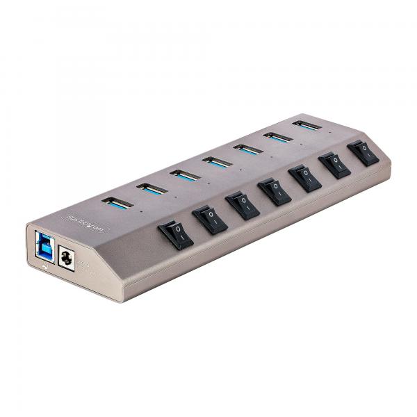 StarTech.com Hub USB-C Autoalimentato a 7 Porte con Interruttori Individuali - Multipresa USB 3.0 5Gbps per Notebook e PC Desktop USB-C/A - Ciabatta USB-Type C BC 1.2 con Alimentatore (7-PORT SELF-PO