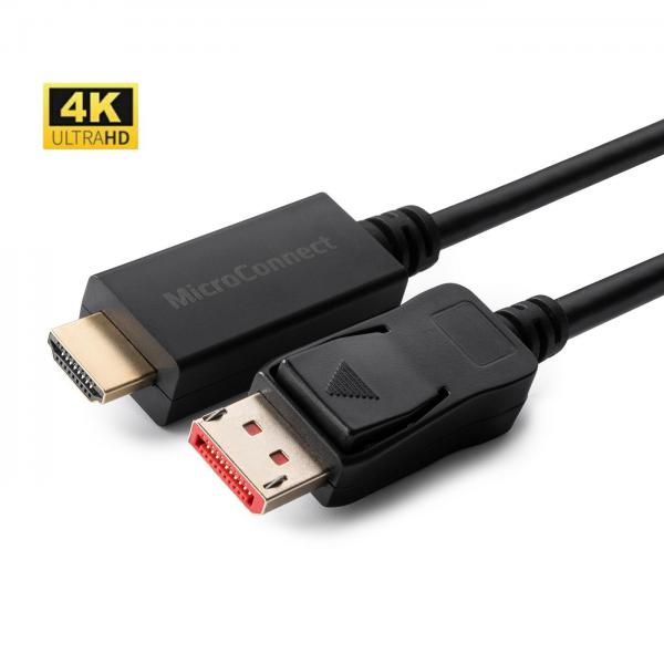 Microconnect MC-DP-HDMI-10004K cavo DisplayPort 10 m Nero (4K Displayport 1.4 to HDMI - 2.0 Cable 10m Supports - 4K*2K@60Hz and 3D Black gold plated Support HDCP1.4 - Warranty: 300M)