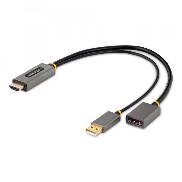 StarTech.com Cavo adattatore da HDMI a DisplayPort da 30 cm - Convertitore attivo da HDMI 2.0 a DP 1.2 da 4K 60Hz, HDR - Adattatore HDMI alimentato tramite bus USB - Da notebook/PC HDMI a monitor Dis