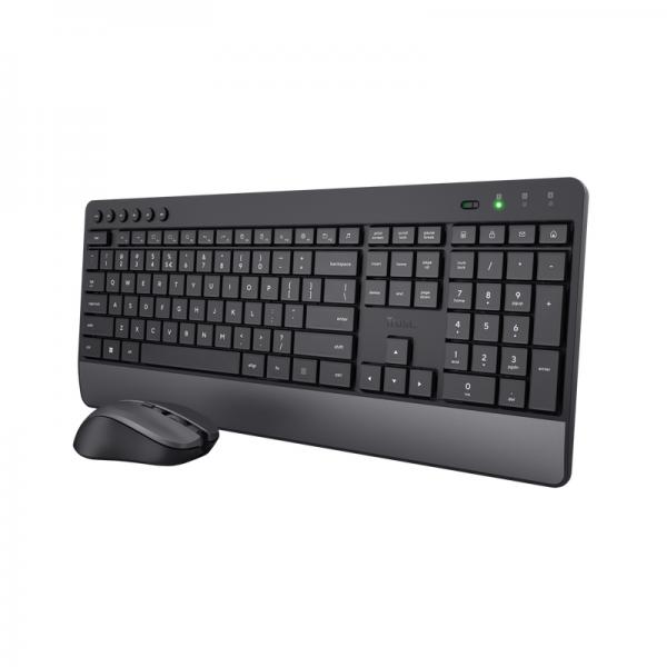 Trust Trezo tastiera Mouse incluso Universale RF Wireless QWERTY Inglese UK Nero (Trust Trezo Comfort Wireless Keyboard and Mouse Set 24533) - Versione UK