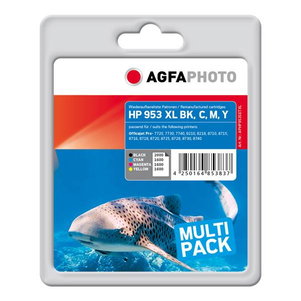 AgfaPhoto APHP953SETXL cartuccia toner 4 pz Compatibile Nero, Ciano, Magenta, Giallo (Ink, bk,c,m,y - 2000/1600/1600/1600 - 42.5ml + 3x20ml - Warranty: 12M)