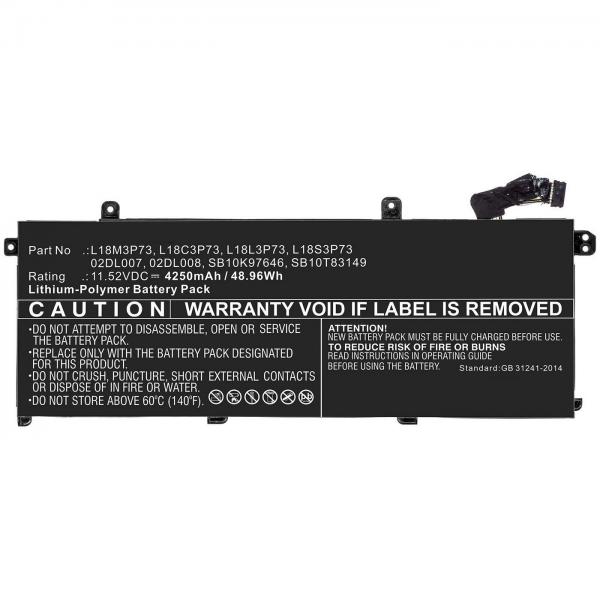 CoreParts MBXLE-BA0257 ricambio per laptop Batteria (Laptop Battery for Lenovo - 48.96Wh 11.52V 4250mAh - 48.96Wh Li-Pol 11.52V 4250mAh Black for Lenovo Notebook, Laptop ThinkPad P43s, - Warranty: 12