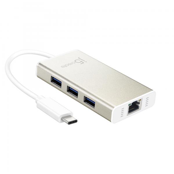 j5create JCH471-N Adattatore multiplo Gigabit Ethernet e hub USB-C™ (USB-C MULTI-ADAPTER GIGABIT - ETHERNET / USB 3.1 HUB)
