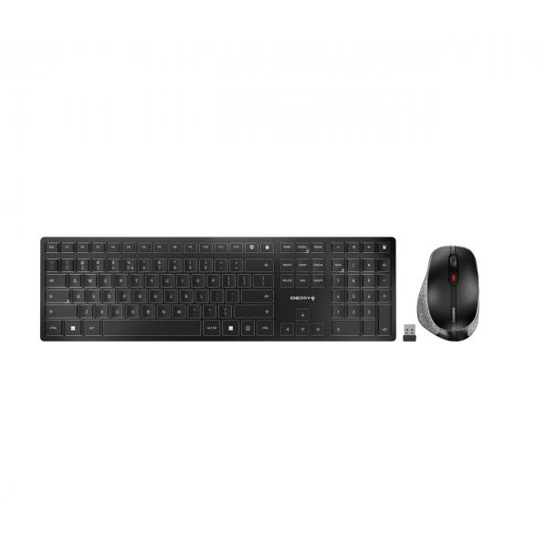 CHERRY DW 9500 SLIM tastiera Mouse incluso Universale RF senza fili + Bluetooth QWERTY Nordic Nero, Grigio (DW 9500 SLIM KEYBOARD COMBO - WIRELESS BLACK PAN-NORDIC) - Versione Tedesca