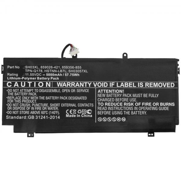 CoreParts MBXHP-BA0253 ricambio per laptop Batteria (Laptop Battery for HP 56.60Wh - 11.55V 4900mAh 57.75Wh Li-Pol - 11.55V 5000mAh Black for HP Notebook, Spectre X360 13-AB001, Spectre X360 - Warran