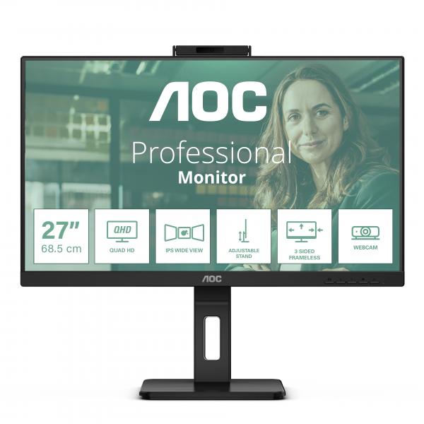 AOC Q27P3QW Monitor PC 68,6 cm [27] 2560 x 1440 Pixel Quad HD Nero (Q27P3QW 27IN LCD 2560X1440 16:9 - 4MS MONITOR WITH POP-UP 2.0 MEGA)