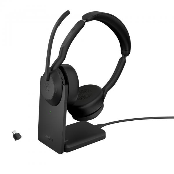 Jabra Evolve2 55 Auricolare Wireless A Padiglione Ufficio USB tipo-C Bluetooth (Jabra Evolve2 55 MS Stereo - Headset - on-ear - Bluetooth - wireless - active noise cancelling - USB-C - black - with c