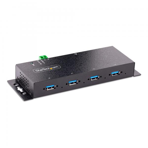 StarTech.com Hub USB 3.0 Industriale a 4 Porte - Multipresa USB Alimentata, ESD e Protezione da Sovratensione - Ciabatta USB-A 5Gbps Installabile a Parete/Scrivania/Barra DIN, Splitter USB con Porte