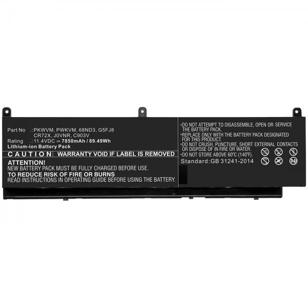 CoreParts MBXDE-BA0218 ricambio per laptop Batteria (Laptop Battery for Dell - 89.49Wh 11.4V 7850mAh 89.49Wh - Li-ion 11.4V 7850mAh Black for DELL Notebook, Laptop Precision 7550 - Warranty: 12M)