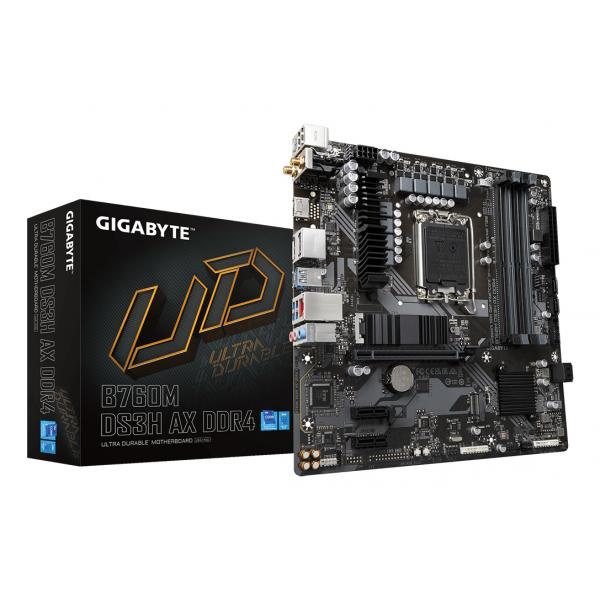 GIGABYTE B760M DS3H AX DDR4 Scheda madre - Supporta CPU Intel Core di 14a generazione, VRM digitale a 6+2+1 fasi, fino a 5333MHz DDR4 [OC], 2xPCIe 4.0 M.2, Wi-Fi 6E, LAN 2.5GbE, USB 3.2 Gen2 (GIGABYT