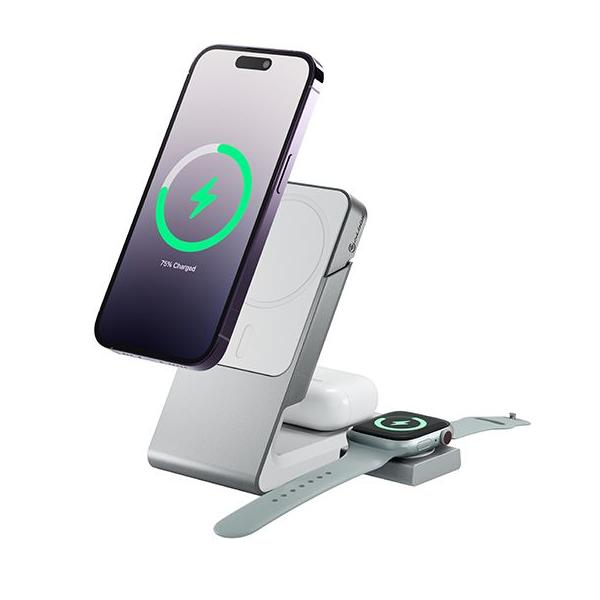 ALOGIC MSCDDAWCWH Caricabatterie per dispositivi mobili Auricolare, Smartphone, Orologio intelligente Bianco USB Carica wireless Ricarica rapida Interno (ALOGIC Matrix 3-in-1 MagSafe Charger w)